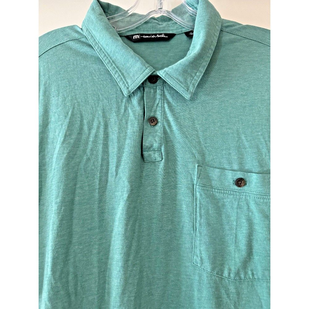 Travis Matthew Mens Golf Polo Teal Green Size XL 100% Pima Cotton Lightweight - Picture 2 of 8